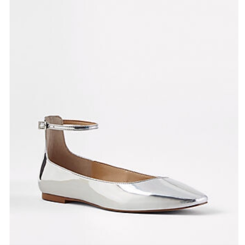 Ann Taylor Metallic Ankle Strap Flats_8